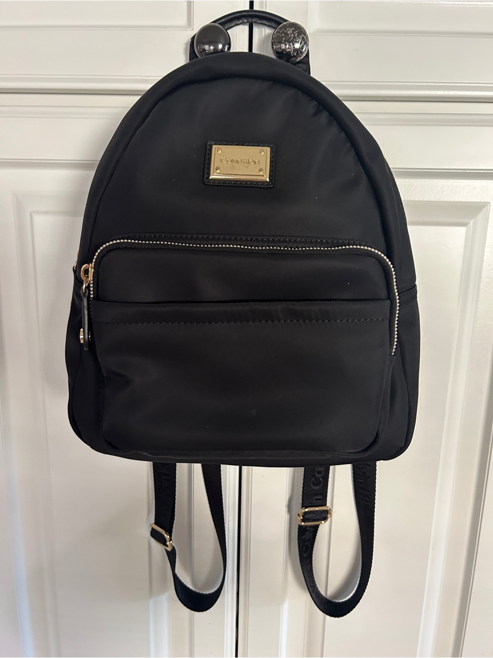 Calvin Klein - Black Nylon Mini Backpack with Gold Hardware